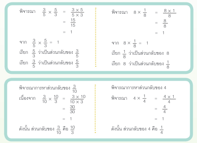 ส่วนกลับของเศษส่วน ส่วนกลับของเศษส่วน